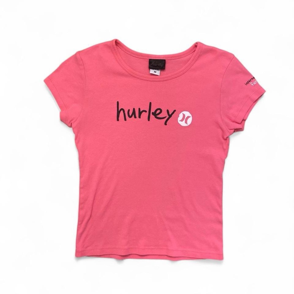 Y2K Hurley Baby Tee - pink - size medium